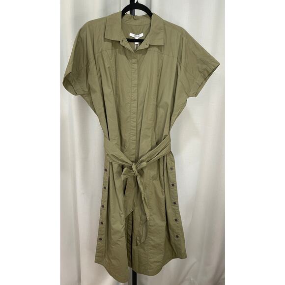 Derek Lam 10 Crosby Mikala Cotton-Poplin Midi Shirt Dress Oregano Size Large NWT - Picture 3 of 13